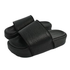 ADIDAS Y-3 YOHJI YAMAMOTO Black Slip On Leather Platform Sport Slides 8 NEW